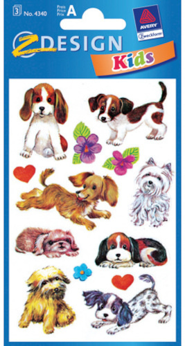 Avery stickers Honden junior 7,6 x 12 cm papier 26 stuks