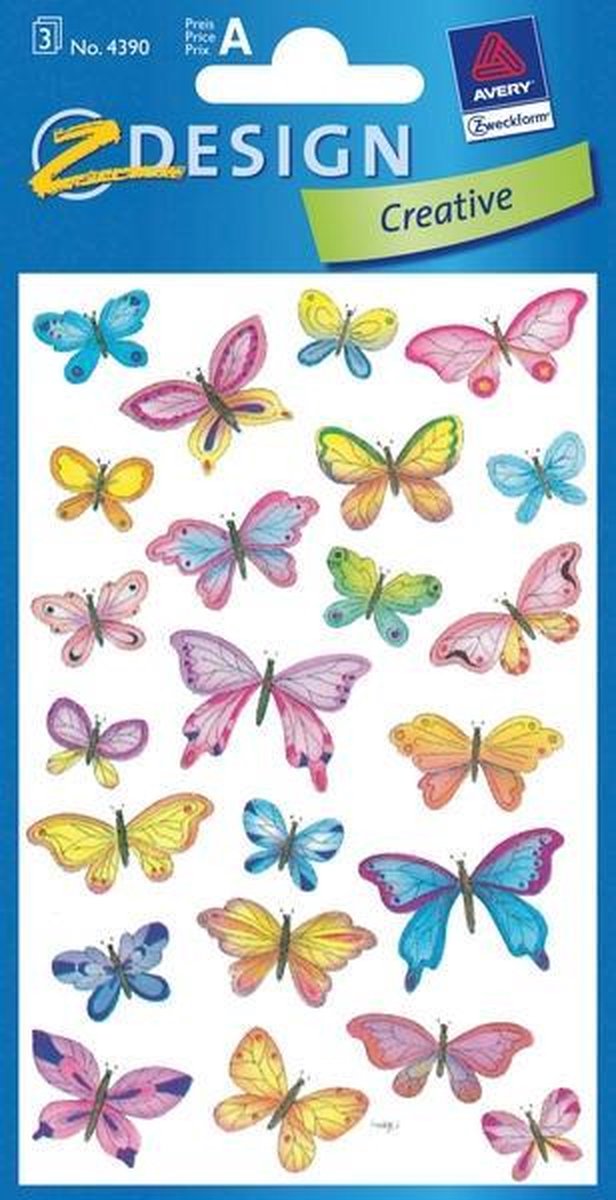 Avery stickers Vlinders junior 7,6 x 12 cm papier 69 stuks