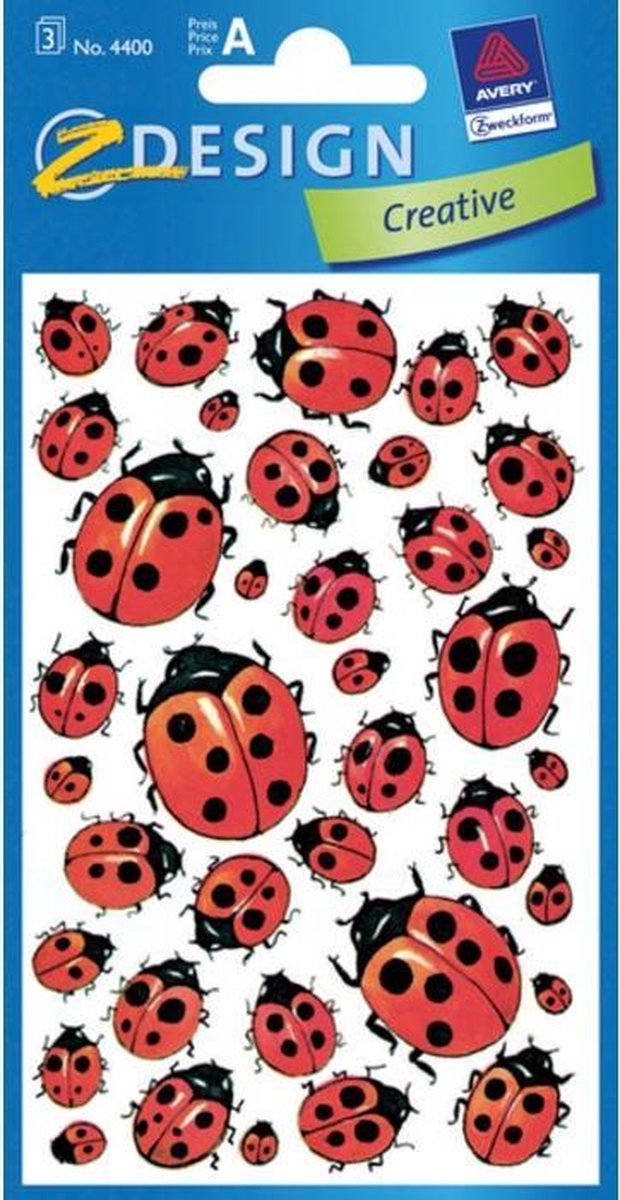Avery stickers Ladybird junior papier/zwart 114 stuks - Rood