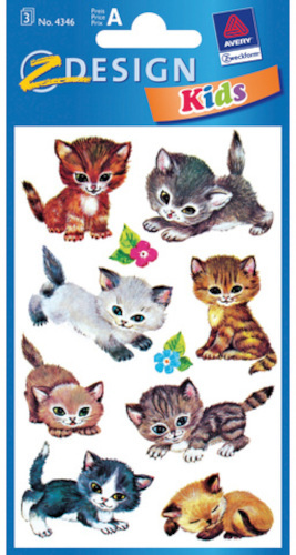 Avery stickers Katten junior 7,6 x 12 cm papier 26 stuks