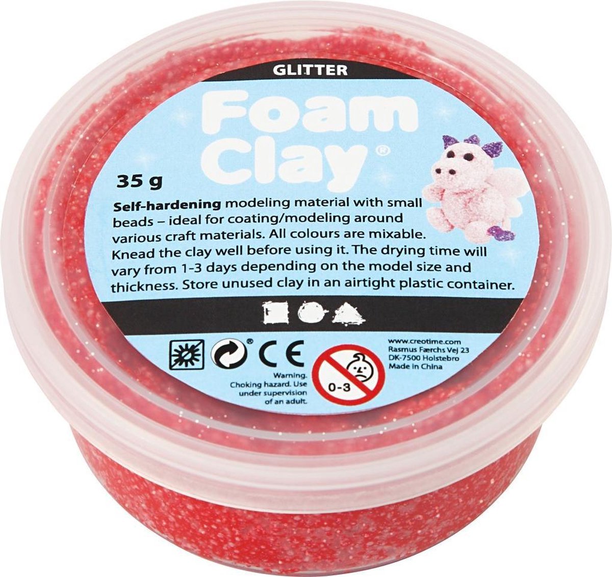 Foam Clay glitter 35 gram - Rood
