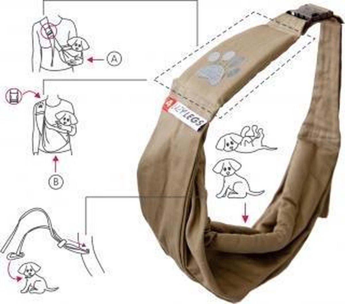 4lazylegs Hondendraagtas Canvas - Grijs