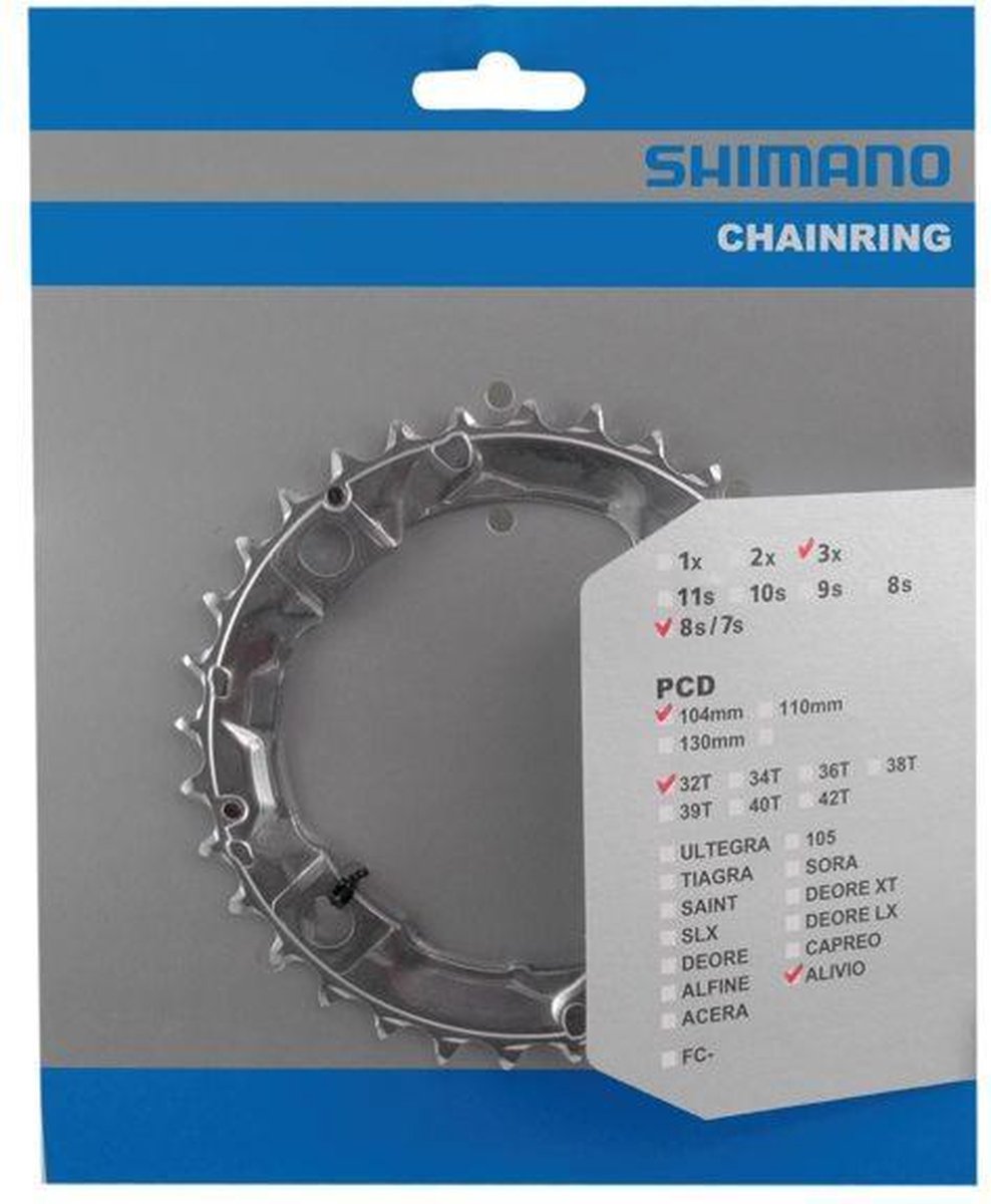 Shimano kettingblad Alivio FC M415 32T 7/8S 104 mm zilver