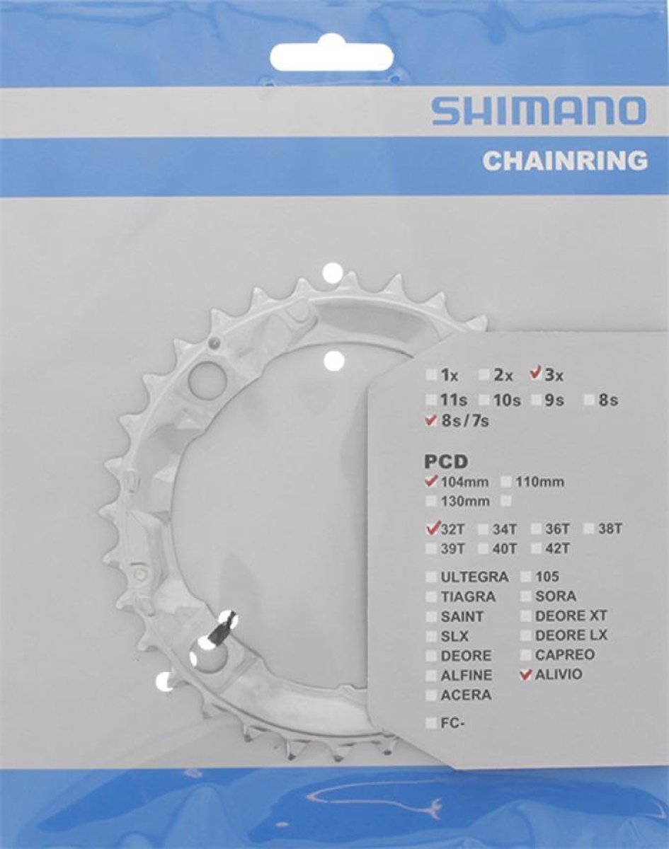 Shimano kettingblad Alivio FC M415 32T 7/8S 104 mm zilver