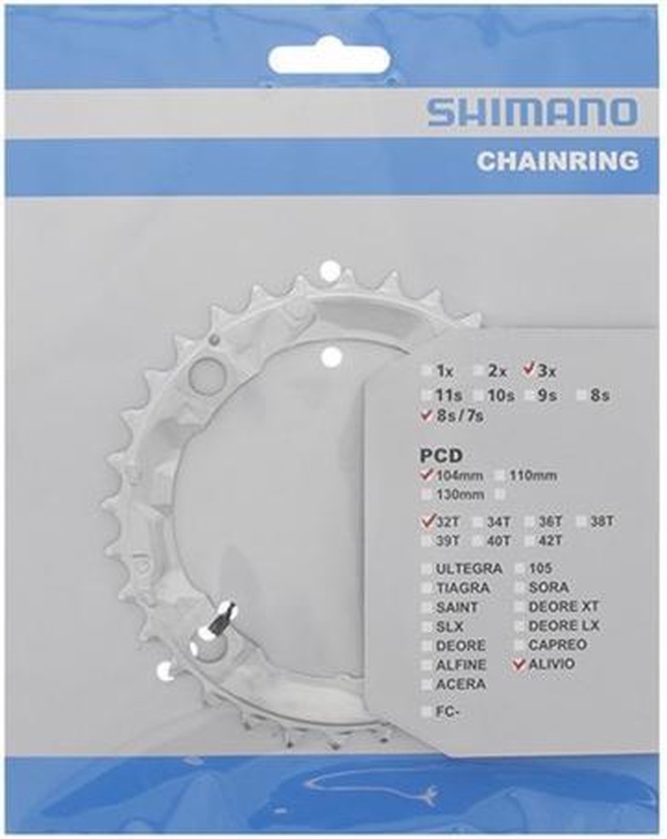 Shimano kettingblad Alivio FC M415 32T 7/8S 104 mm zilver