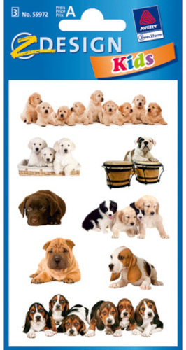 Avery stickervel Puppies junior 7,6 x 12 cm papier 24 delig