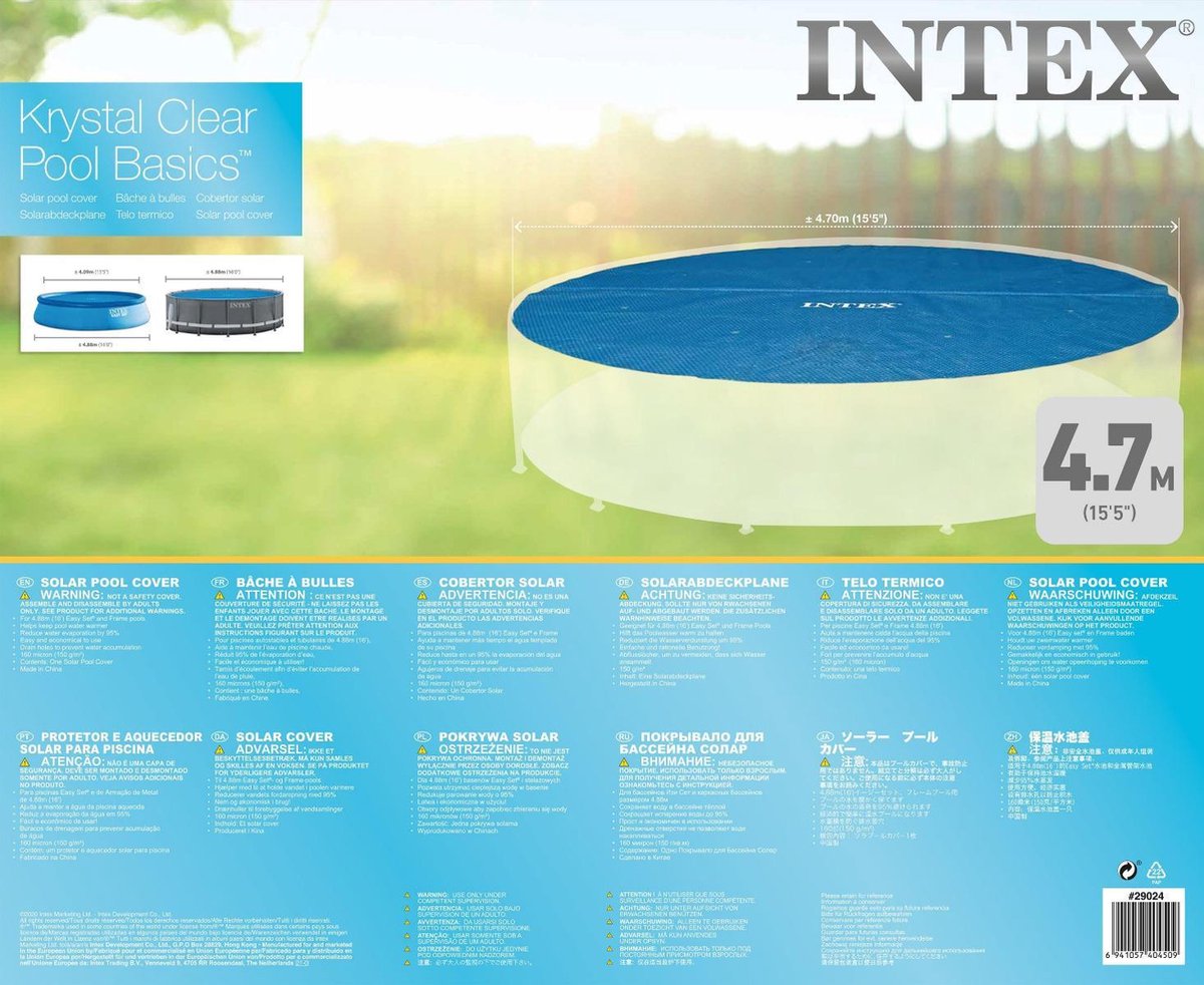 Intex afdekzeil zwembad isolerend 488 cm vinyl - Blauw