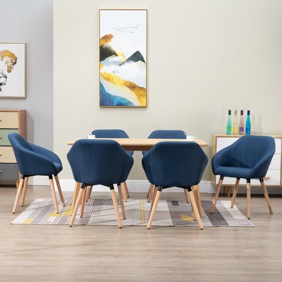 Vidaxl Eetkamerstoelen 6 St Stof - Blauw