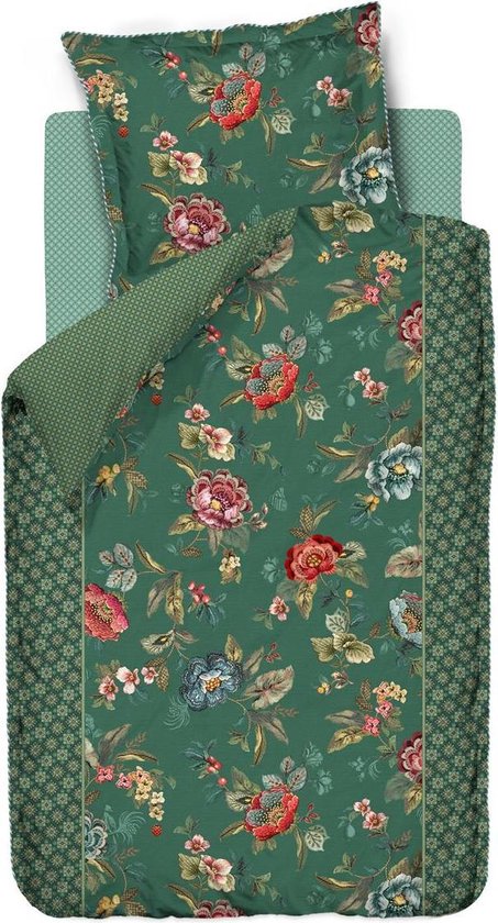 Pip Studio Poppy Stitch Dekbedovertrek 140 x 220 cm - Groen