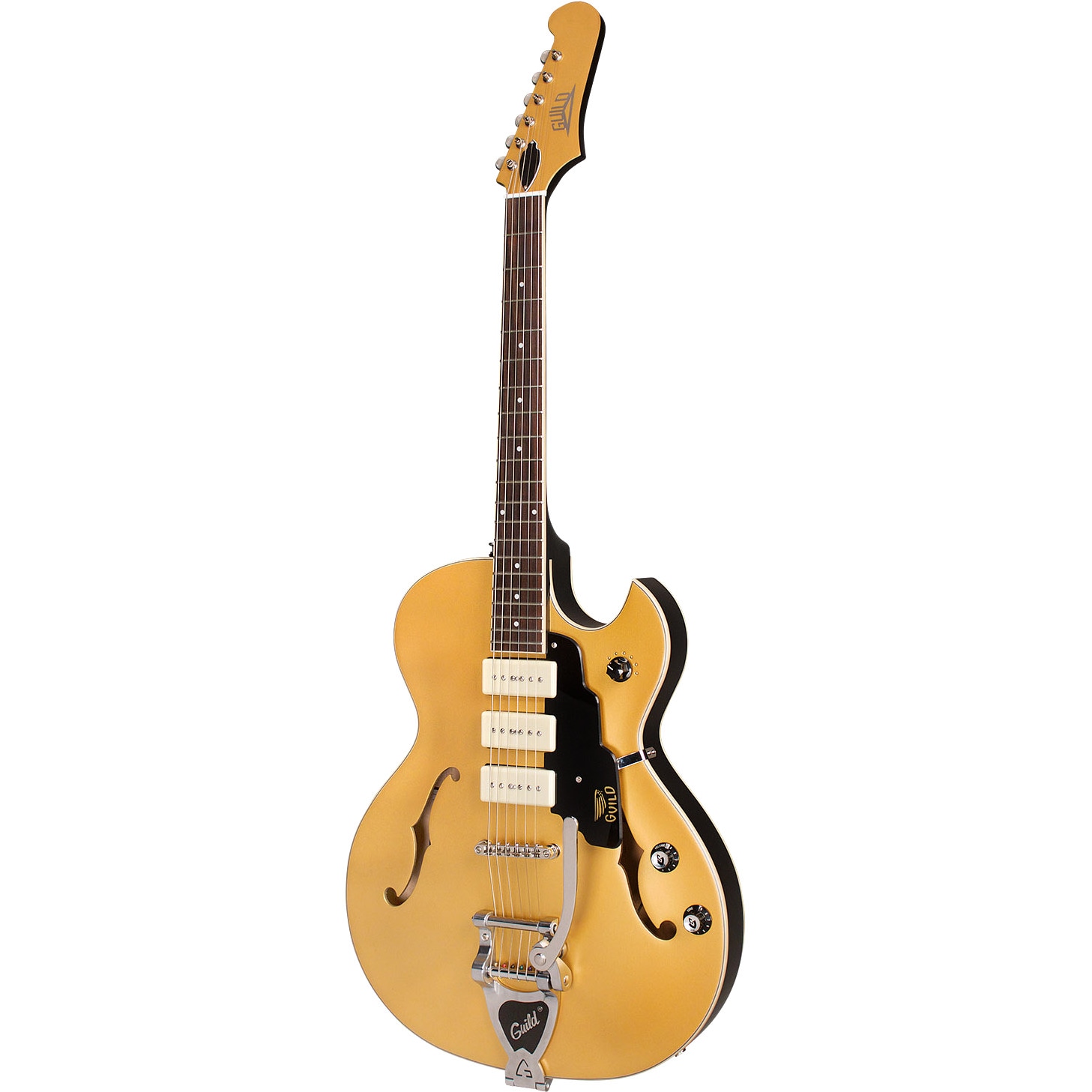 Guild Newark St. Collection Starfire I Jet 90 Satin Gold semi-akoestische gitaar met tremolo