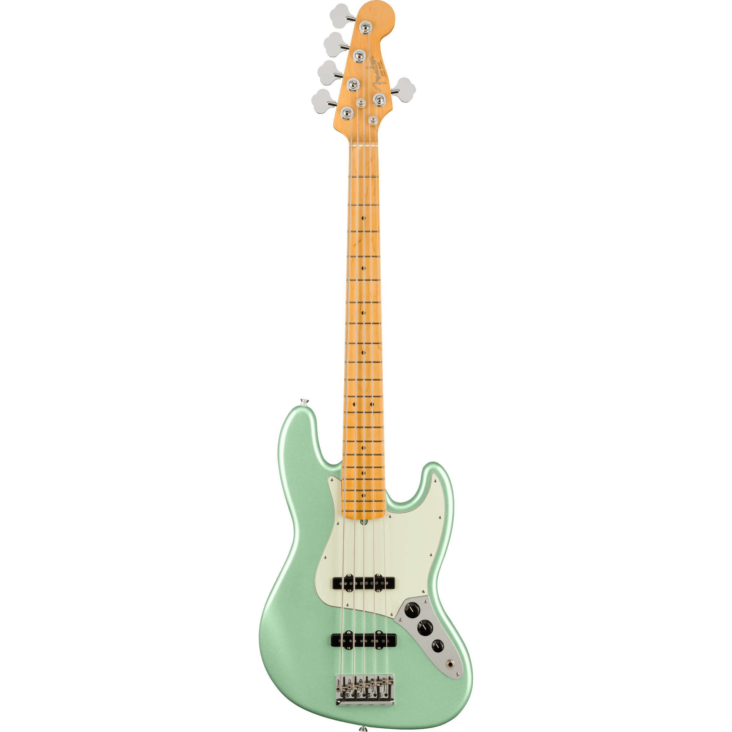 Fender American Professional II Jazz Bass V Mystic Surf Green MN 5-snarige elektrische basgitaar met koffer