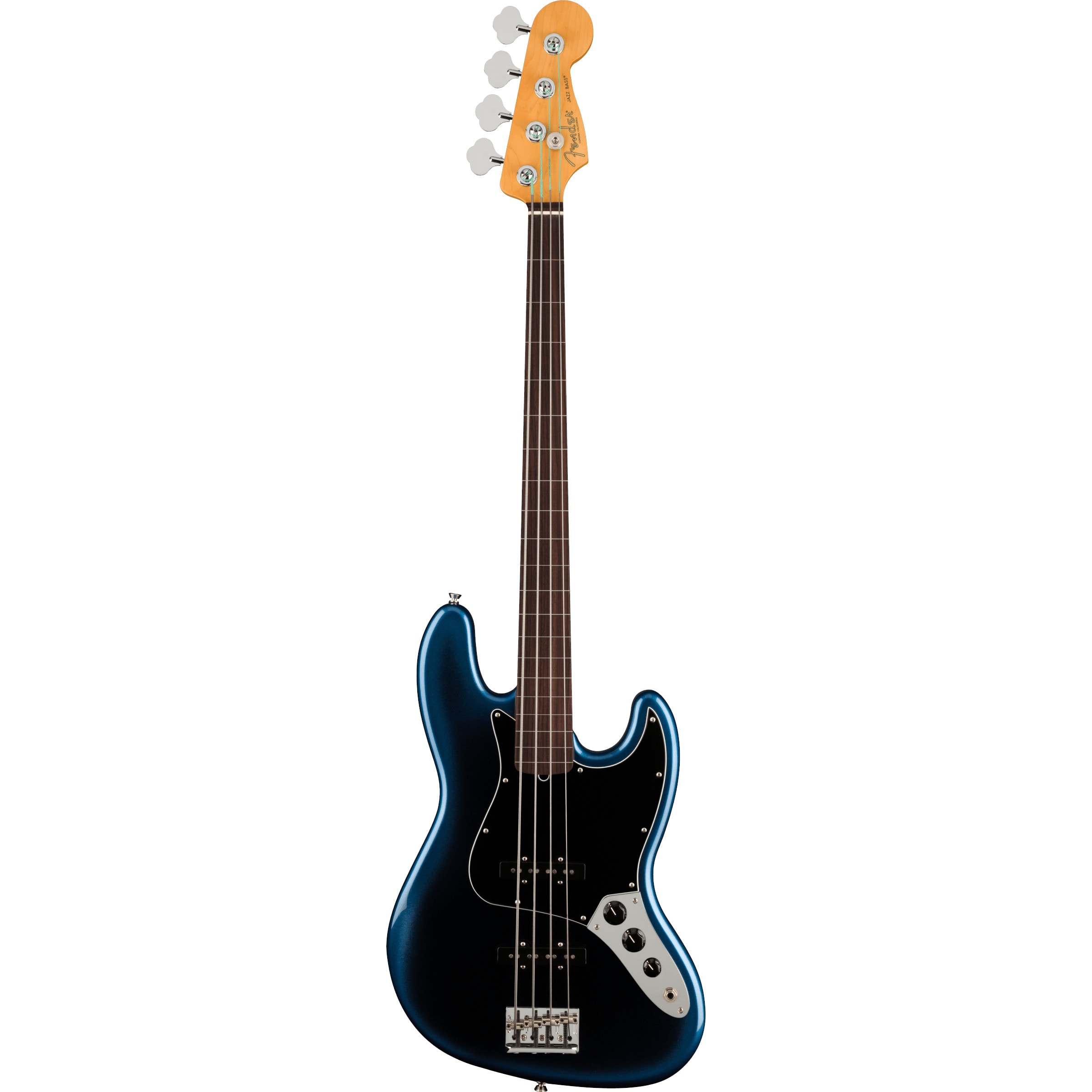 Fender American Professional II Jazz Bass FL Dark Night RW fretloze elektrische basgitaar met koffer