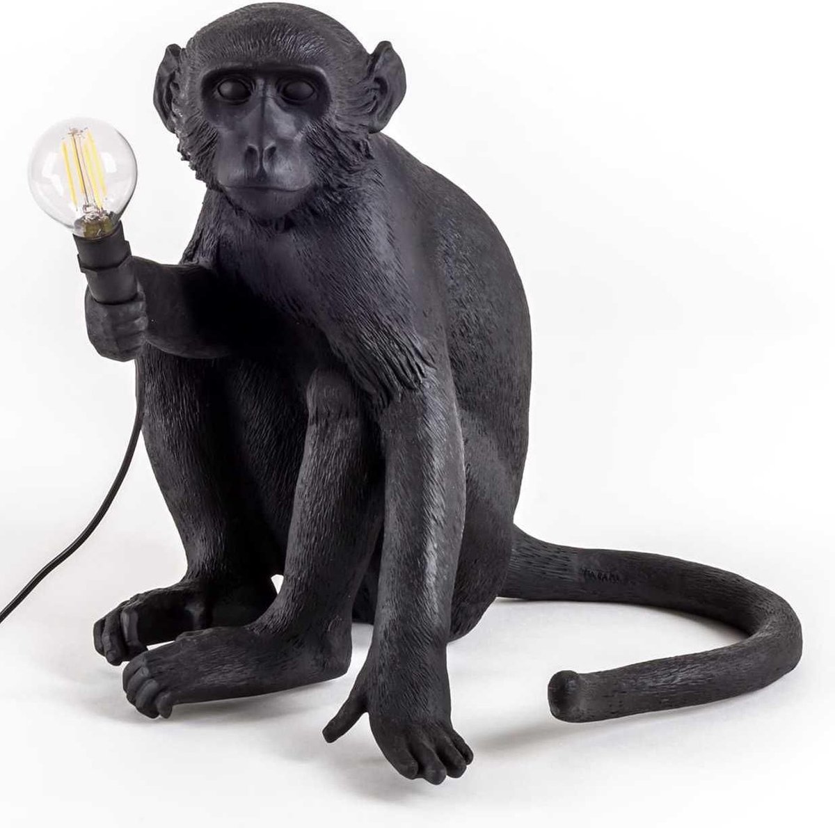 Seletti Monkey Outdoor Lampresin Sitting - Zwart