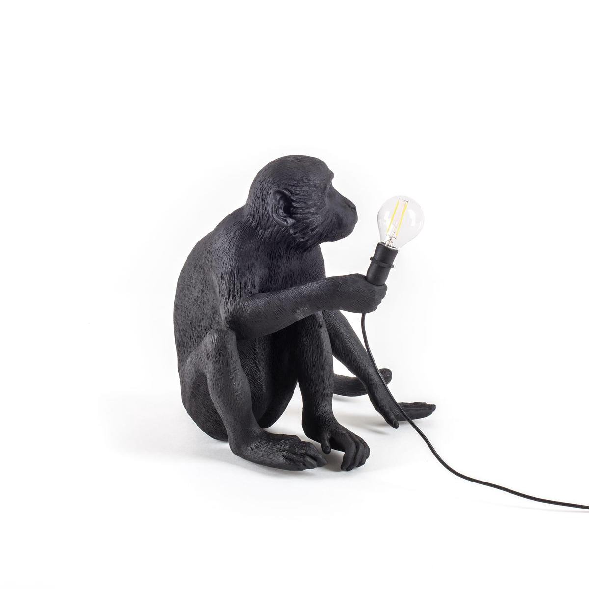 Seletti Monkey Outdoor Lampresin Sitting - Zwart