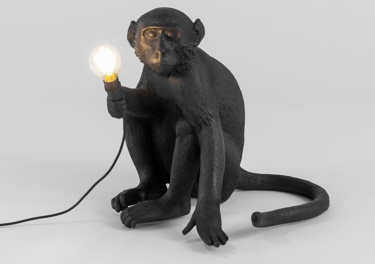 Seletti Monkey Outdoor Lampresin Sitting - Zwart