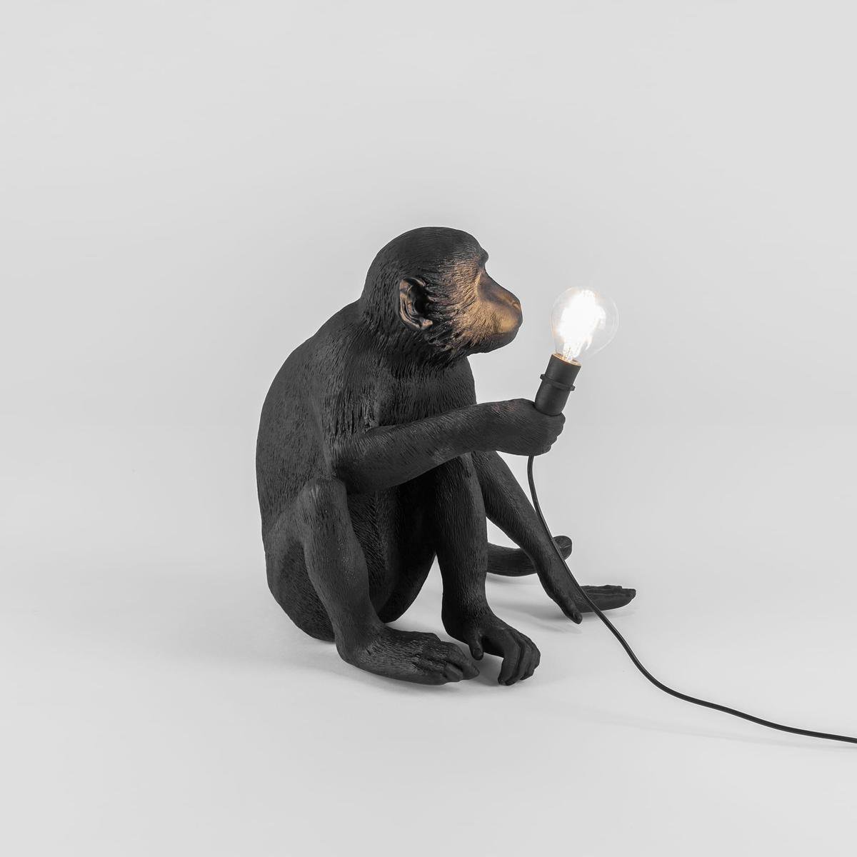 Seletti Monkey Outdoor Lampresin Sitting - Zwart