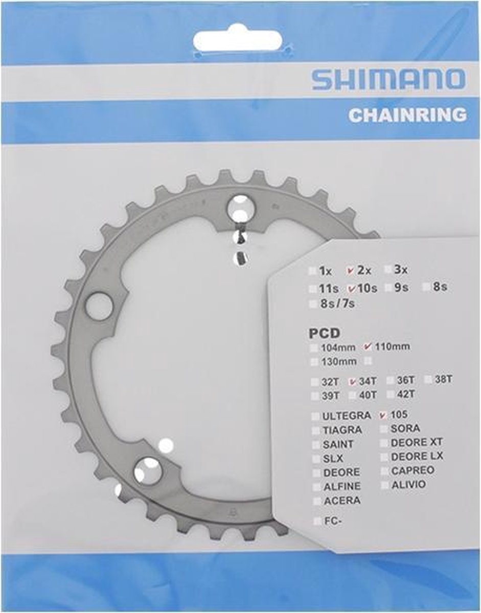 Shimano Kettingblad 105 FC 5750 34T 10S 110 mm zilver