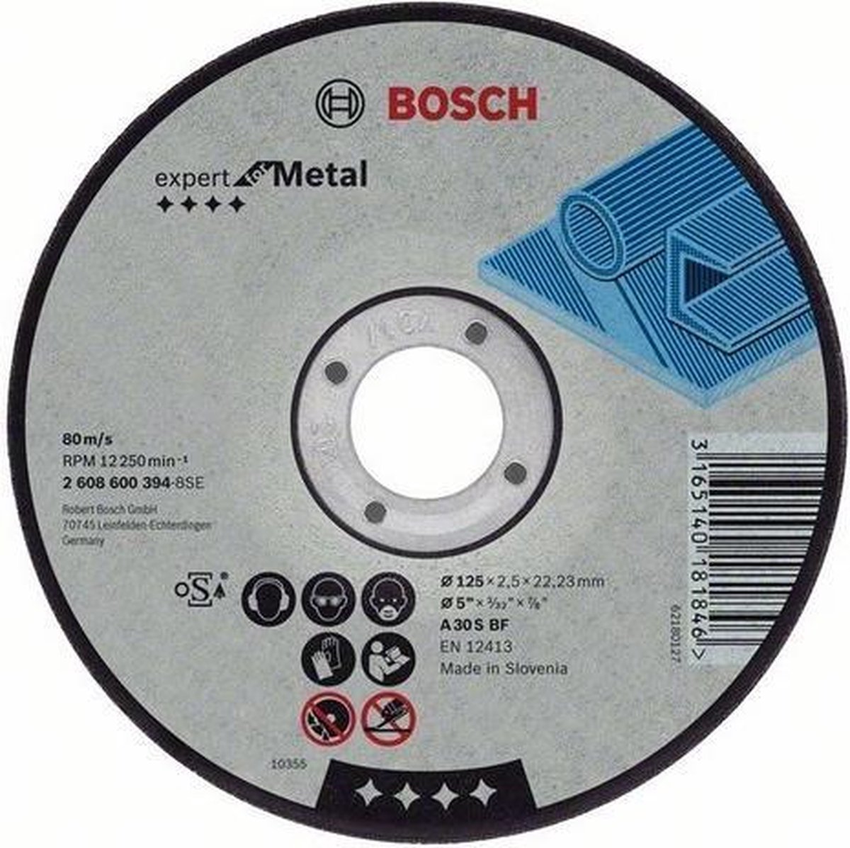 Bosch Doorslijpschijven | Metaal | 125x1,6 | per 25 | 2608600219