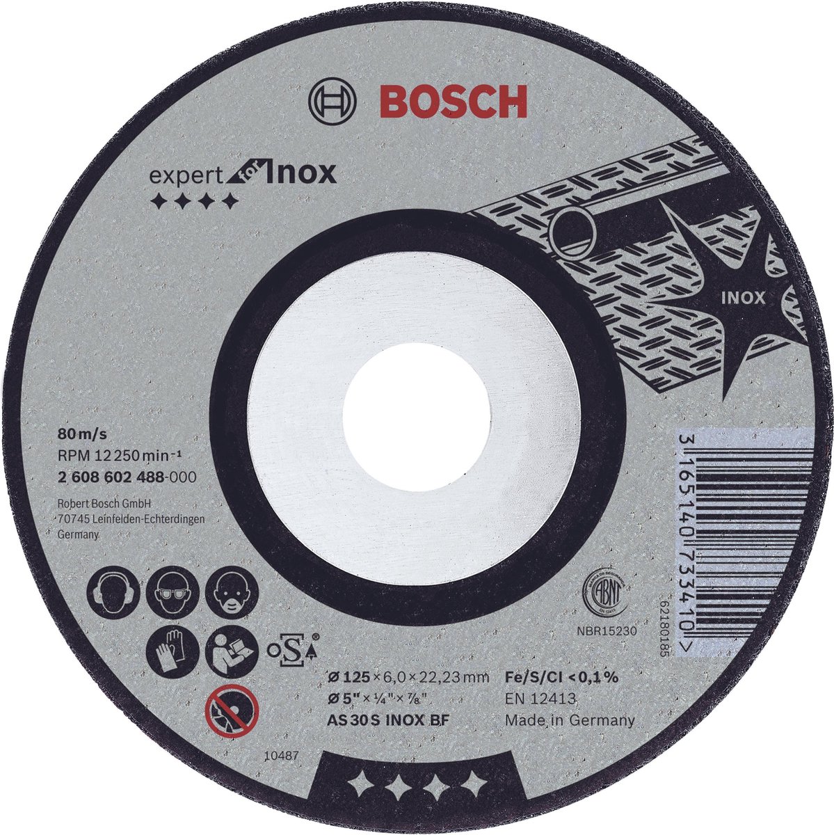 Bosch Afbraamschijf | Inox | 125mm | per 10 | 2608602488