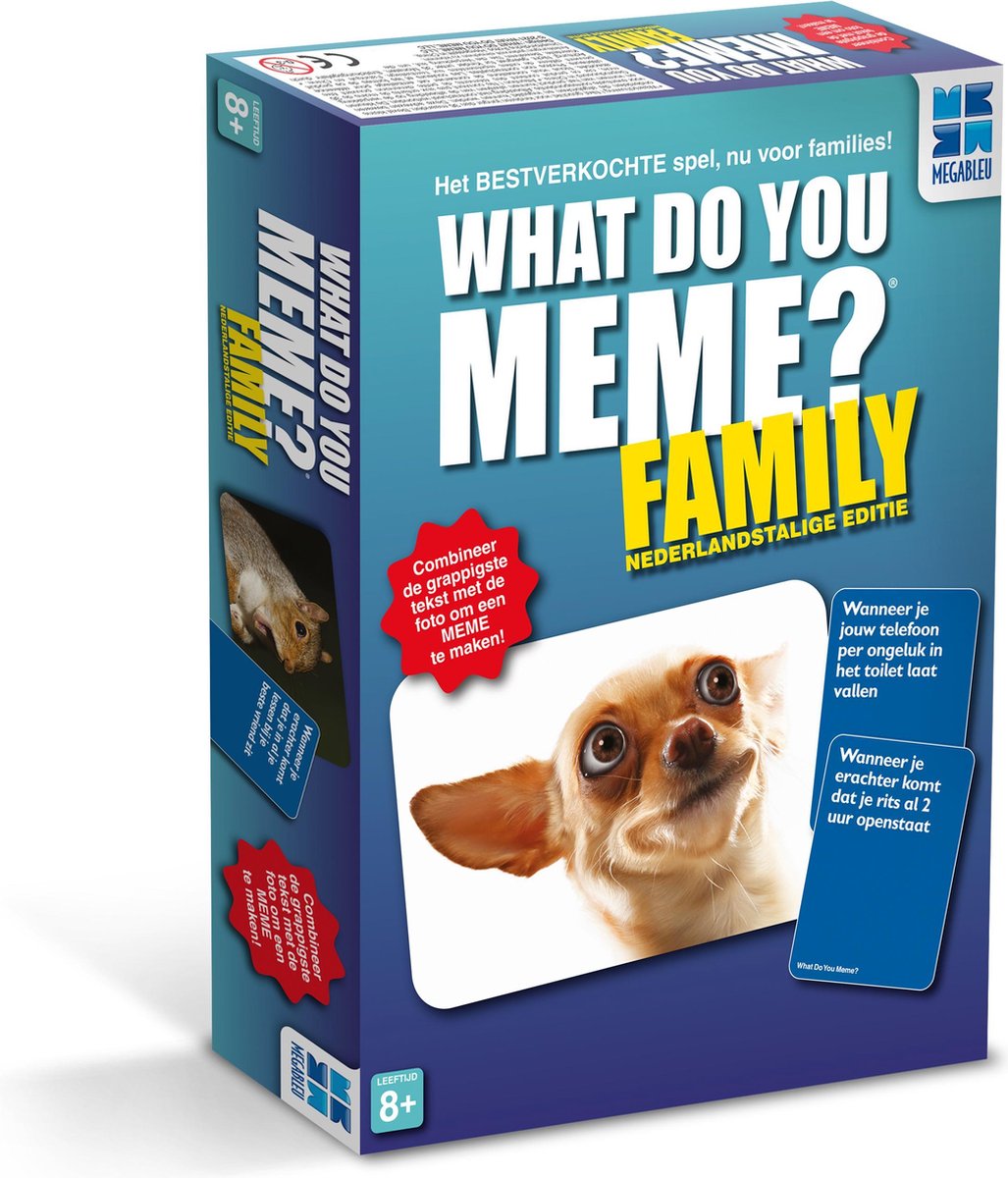 Megableu gezelschapspel What Do You Meme Family (NL) karton - Blauw