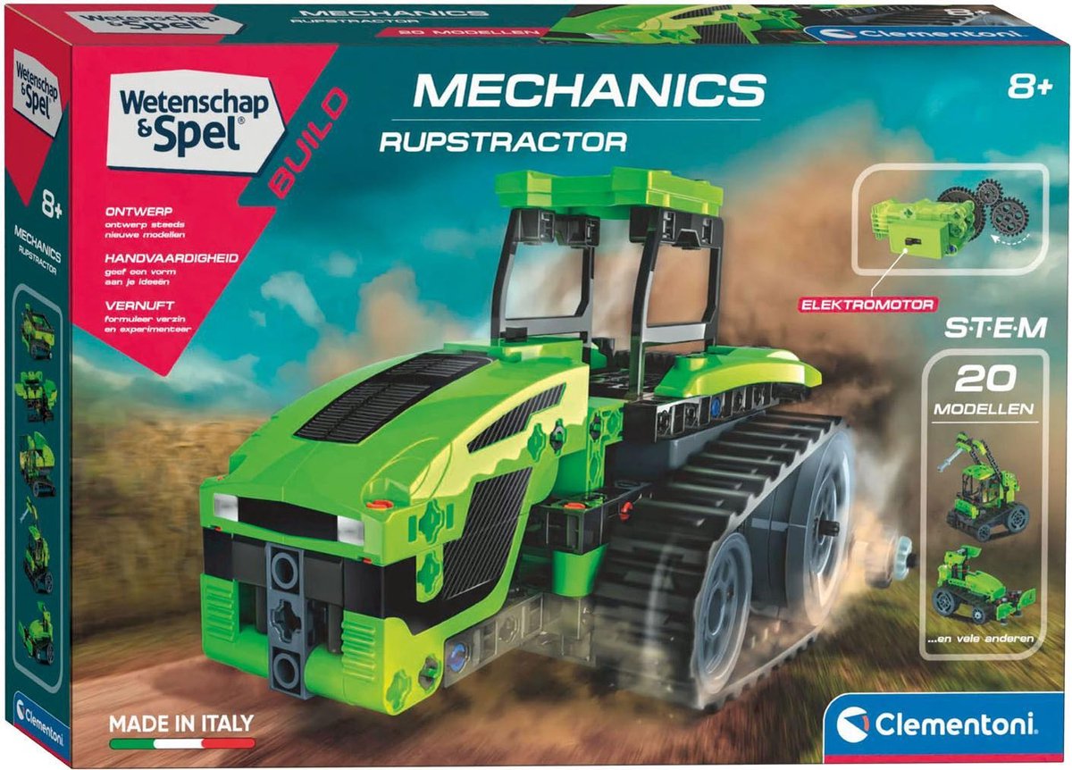 Clementoni bouwpakket rupstractor Mechanics groen 200 delig