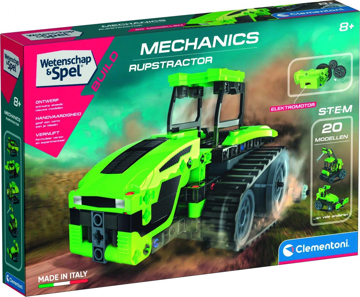 Clementoni bouwpakket rupstractor Mechanics groen 200 delig