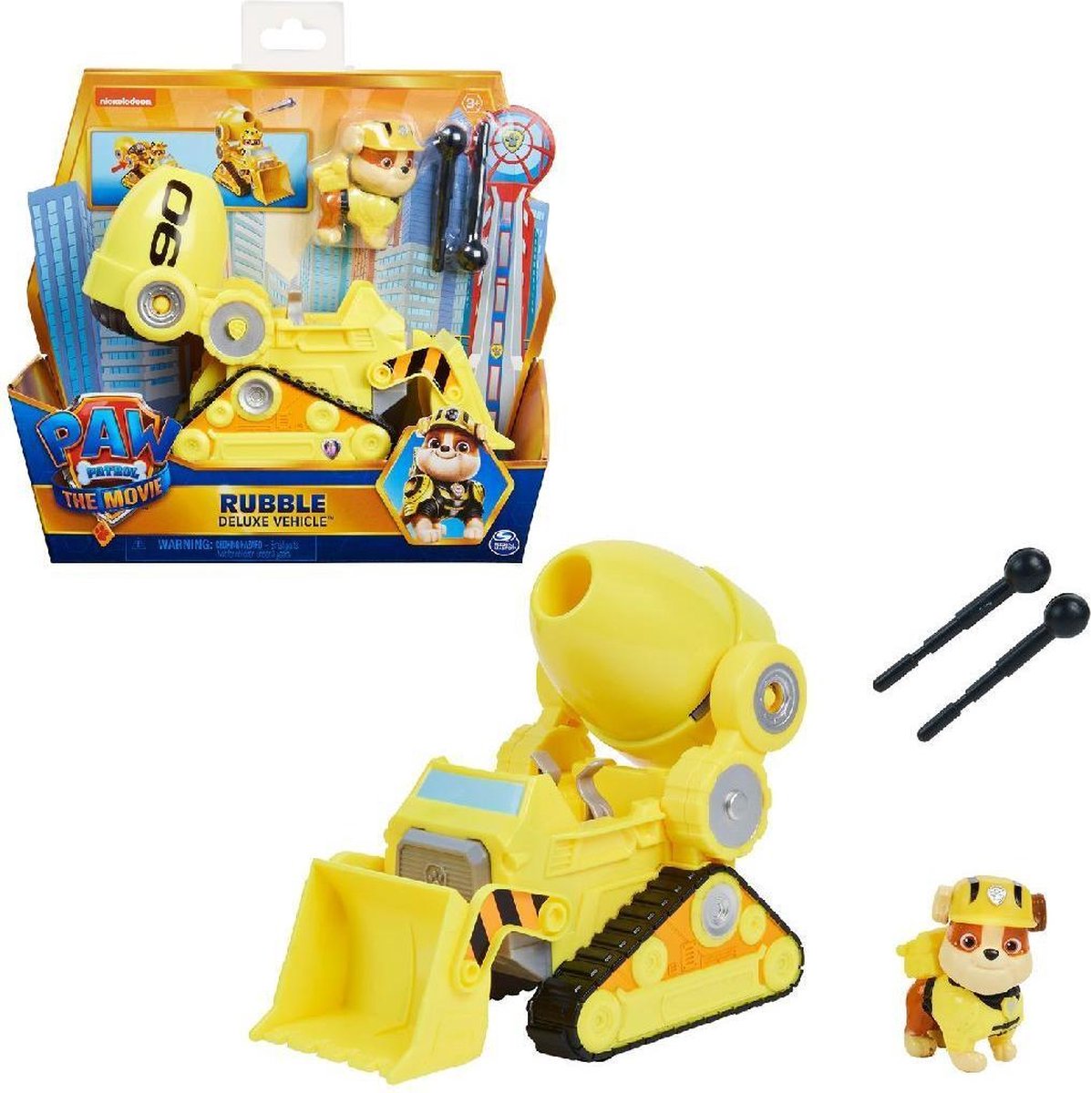 Paw Patrol speelgoedauto Rubble junior 24 x 20 cm 4 delig - Geel