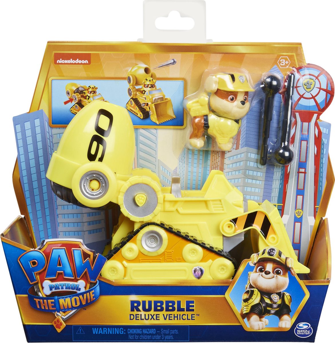 Paw Patrol speelgoedauto Rubble junior 24 x 20 cm 4 delig - Geel