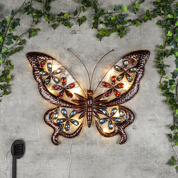 Huismerk LED Solar Wandlamp Vlinder - 66 x 50 cm