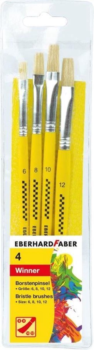 Eberhard Faber penselen varkenshaar geel maat 4/6/8/12 5 delig