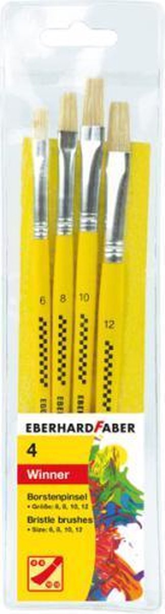 Eberhard Faber penselen varkenshaar geel maat 4/6/8/12 5 delig