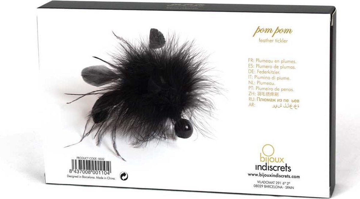 Bijoux Indiscrets Pom-Pom Feather Tickler - Zwart
