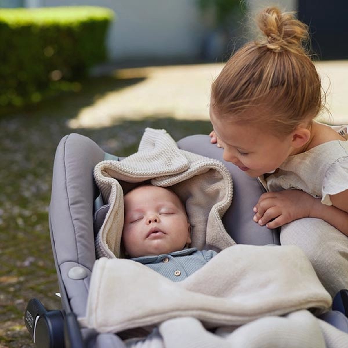 Jollein Voetenzak Autostoel Basic Knit Nougat