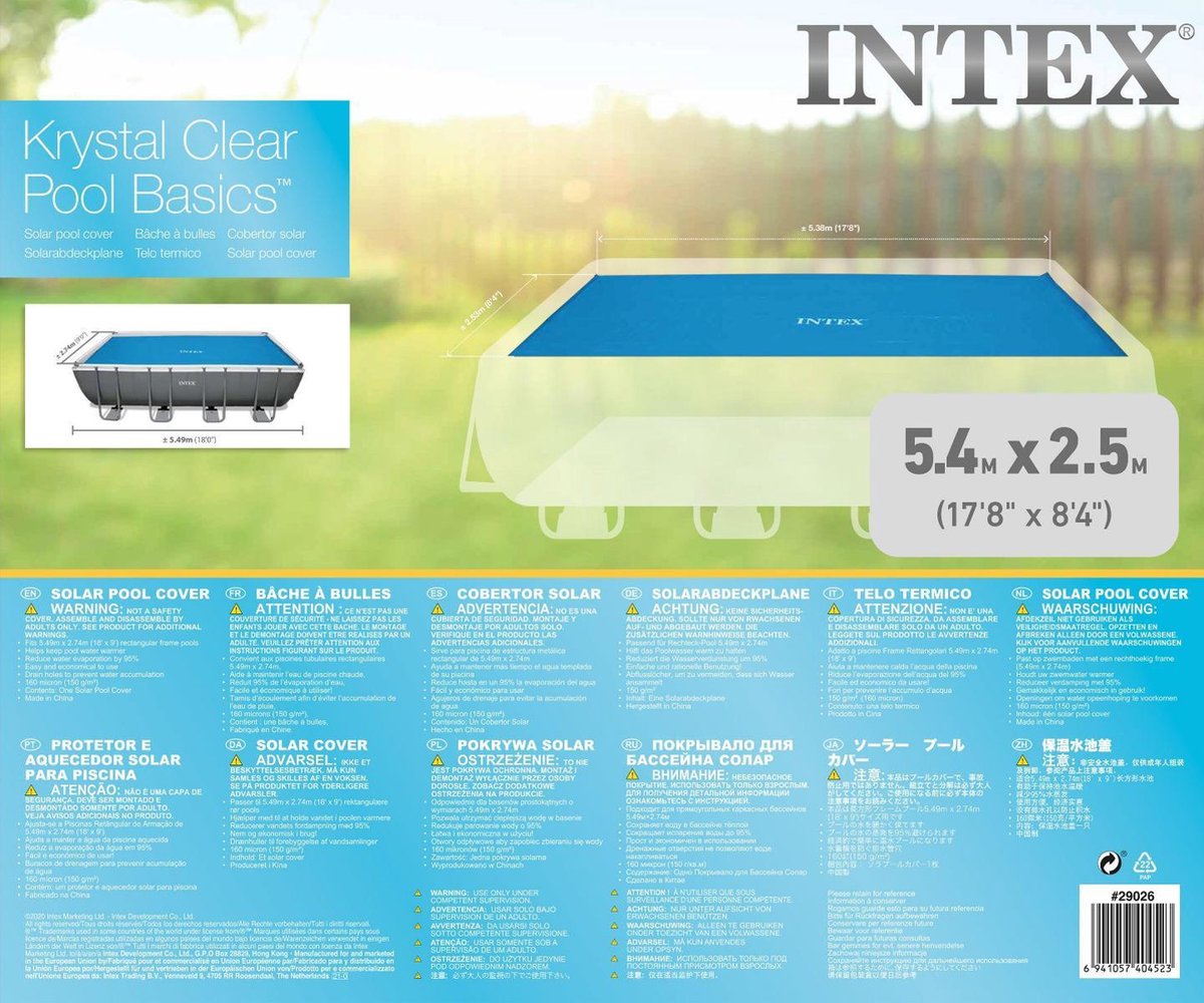 Intex afdekzeil zwembad isolerend 549 x 274 cm vinyl - Blauw