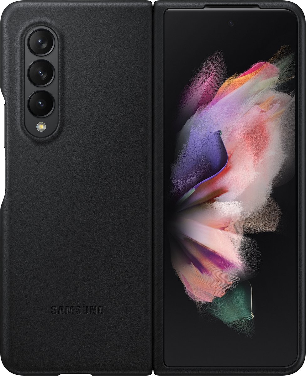 Samsung Galaxy Z Fold 3 Back Cover Leer - Zwart