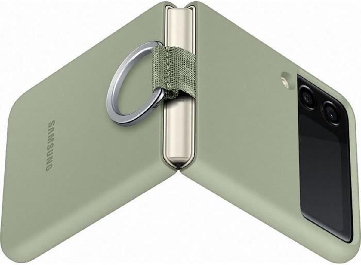 Samsung Galaxy Z Flip 3 Siliconen Back Cover Ring - Verde