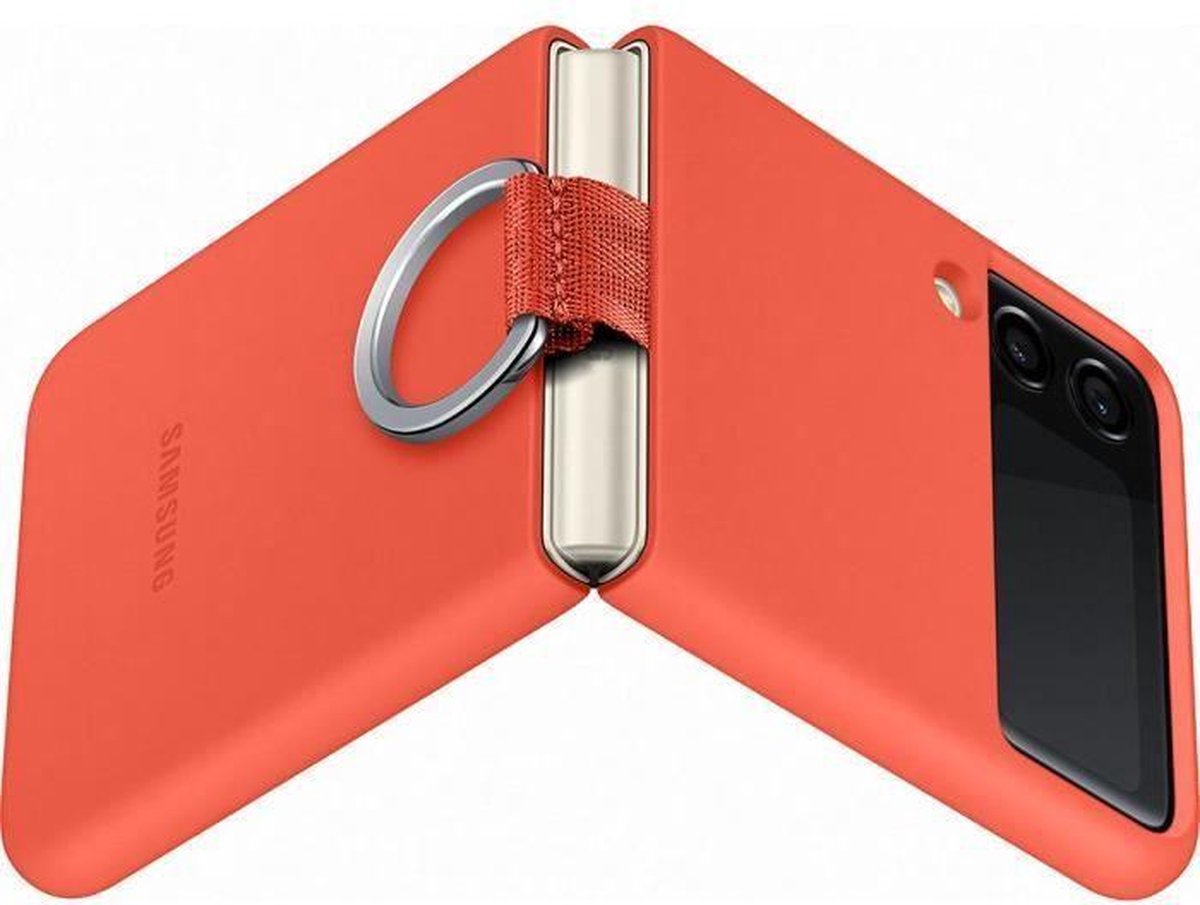 Samsung Galaxy Z Flip 3 Siliconen Back Cover Ring - Coral