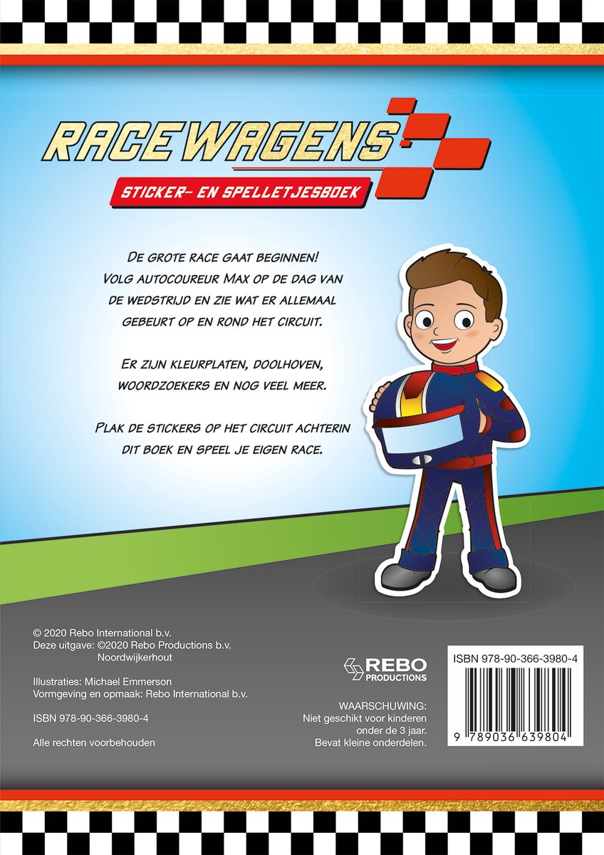 Rebo Productions stickerboek Racewagens junior papier 25 delig