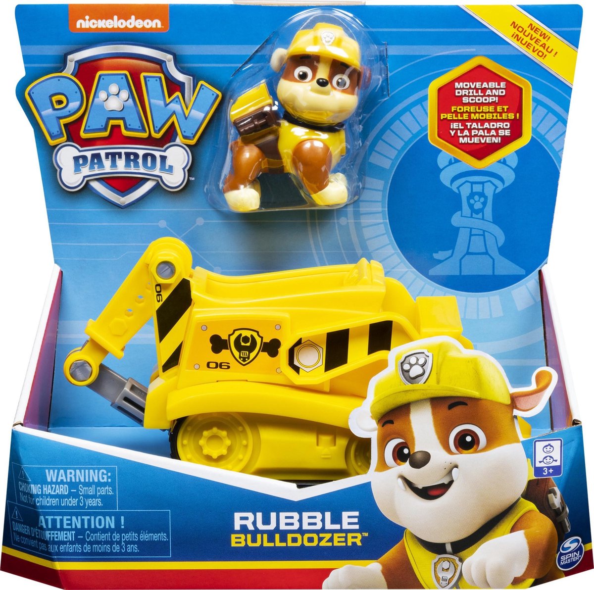 Spinmaster Nickelodeon speelgoedauto Paw Patrol Rubble 2 delig - Geel