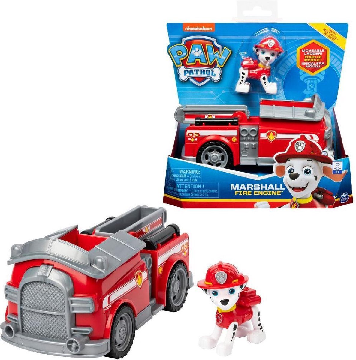 Spinmaster Nickelodeon speelgoedauto Paw Patrol Marshall 2 delig - Rood
