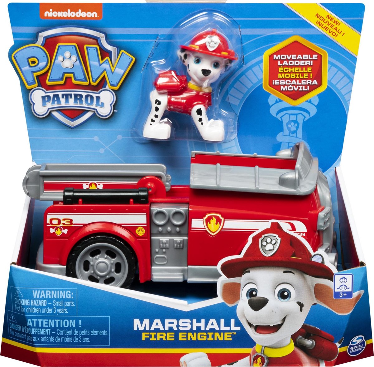 Spinmaster Nickelodeon speelgoedauto Paw Patrol Marshall 2 delig - Rood
