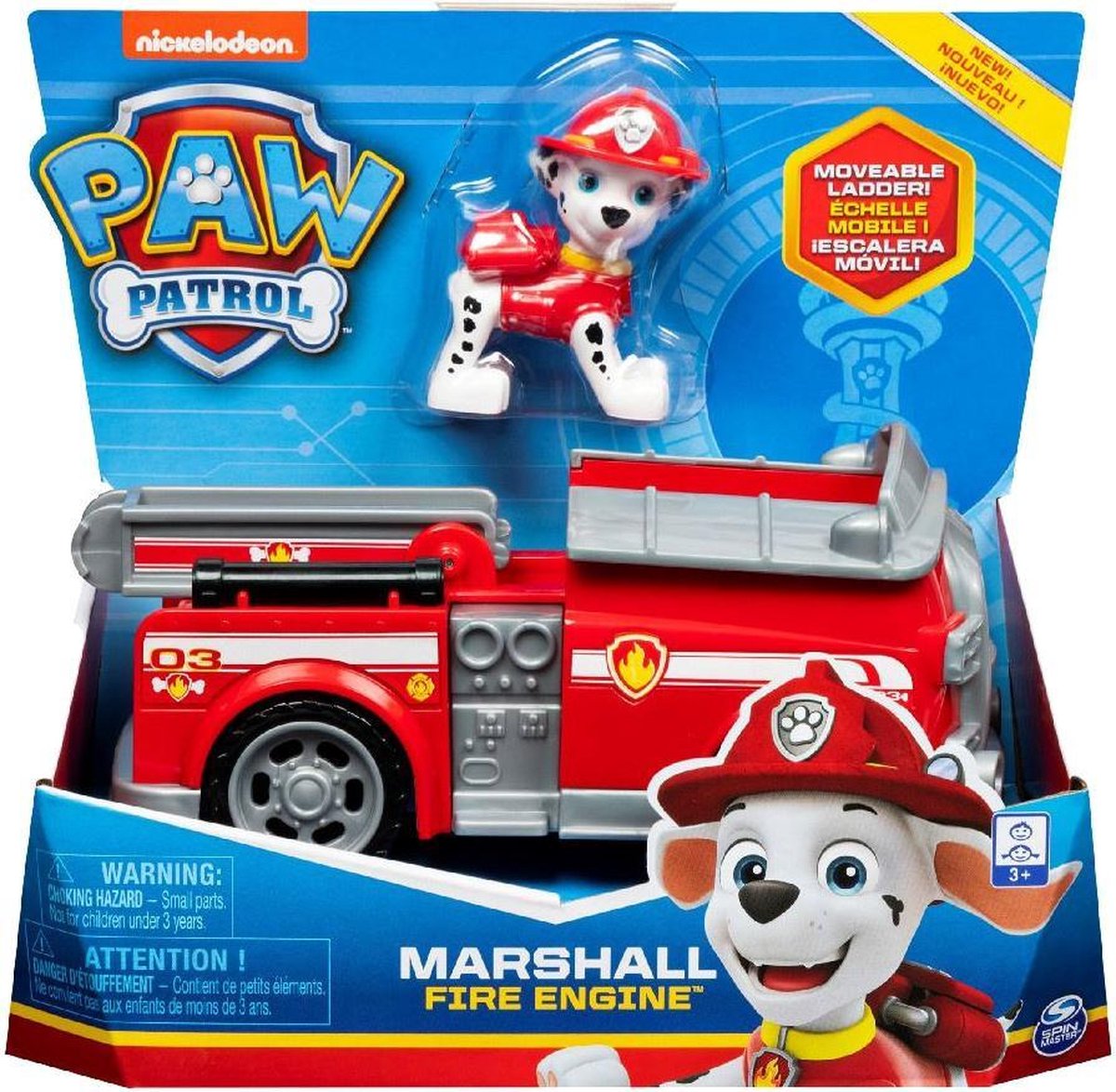 Spinmaster Nickelodeon speelgoedauto Paw Patrol Marshall 2 delig - Rood