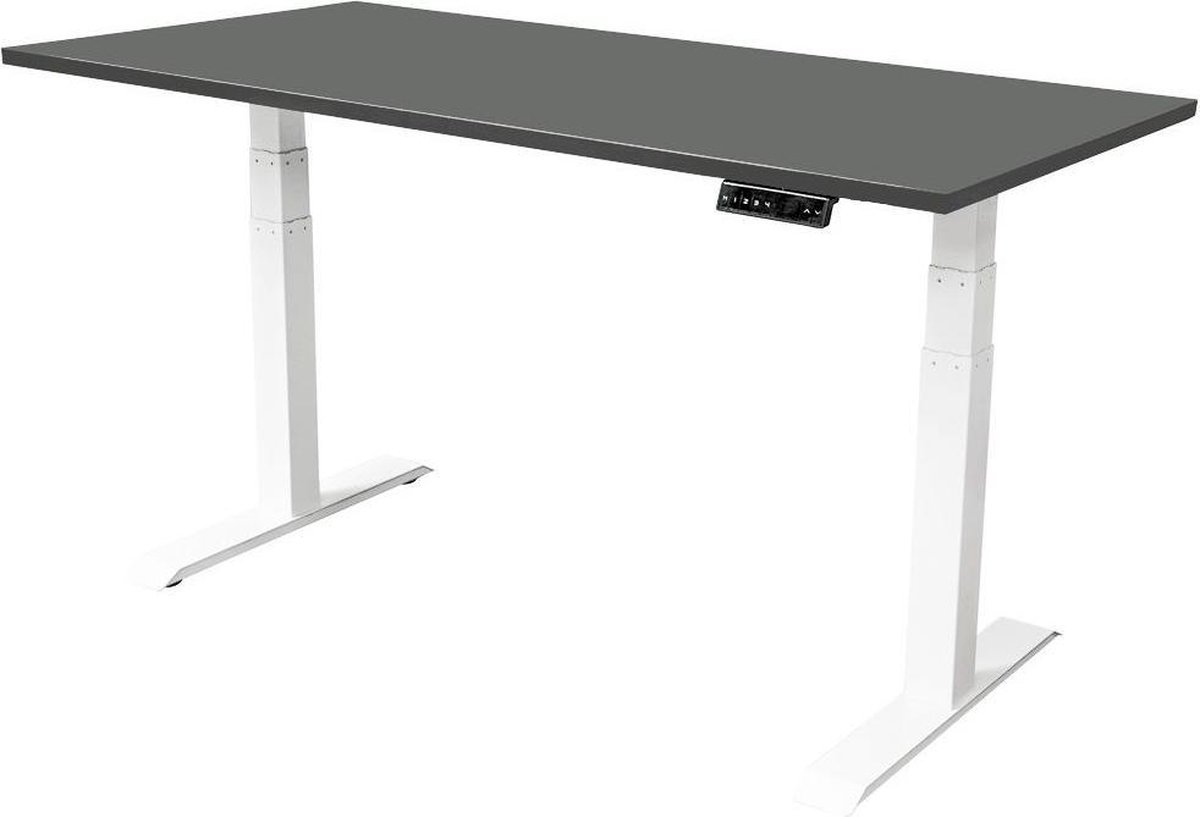 IVOL Elektrisch Verstelbaar Bureau - 140x80 Cm - Dual Motor - / Antraciet - Wit