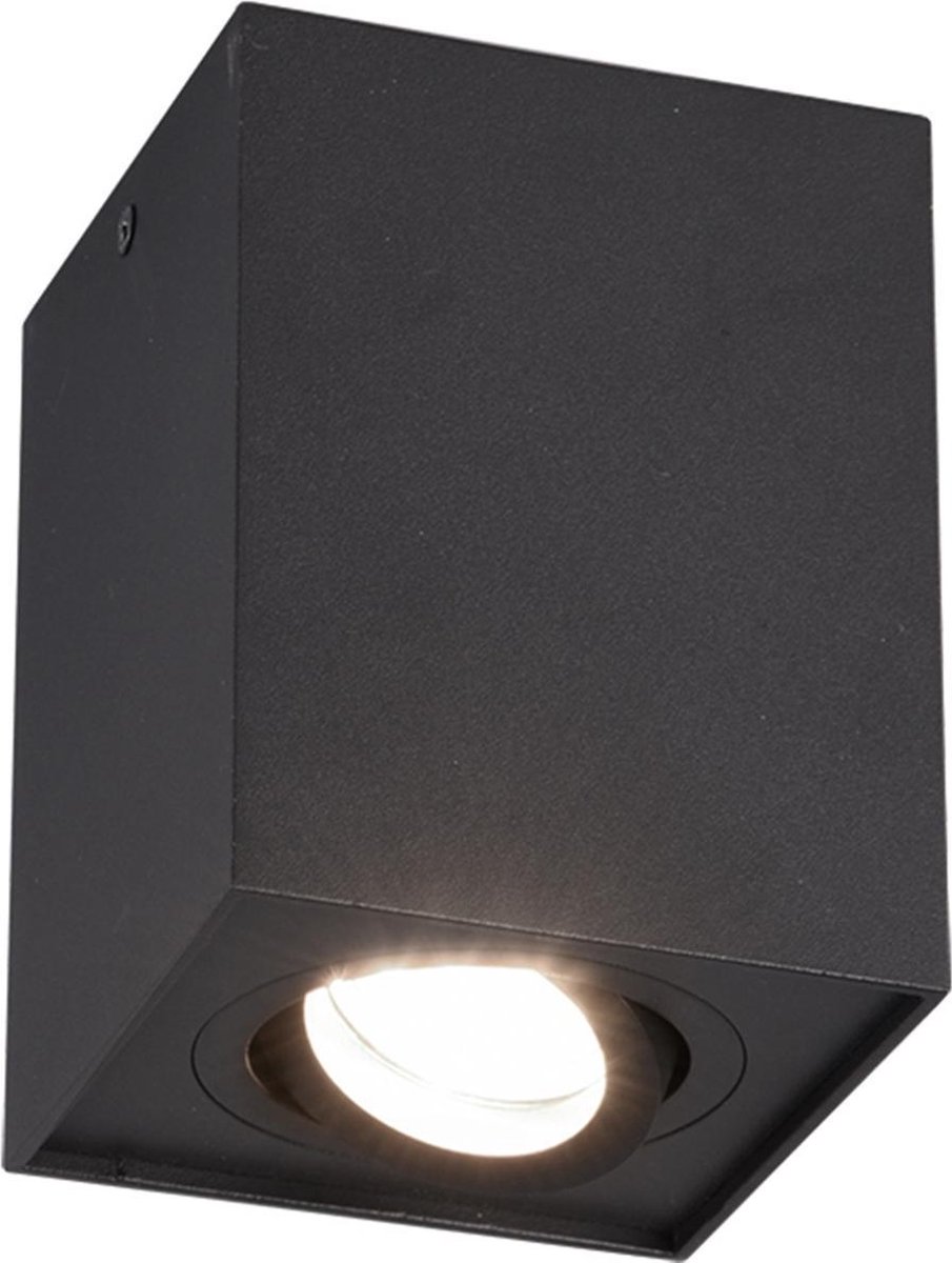 BES LED Led Plafondspot - Trion Bisqy - Gu10 Fitting - 1-lichts - Vierkant - Mat - Aluminium - Zwart