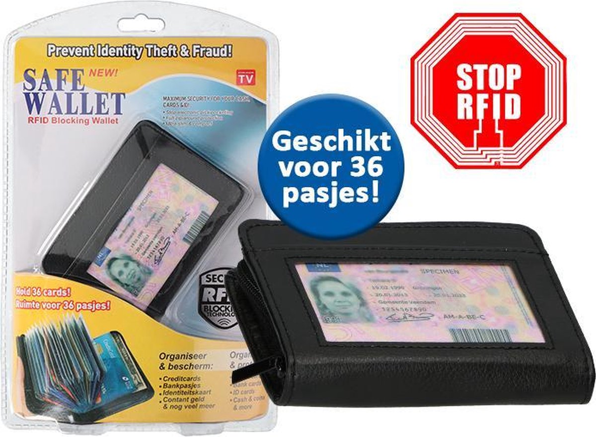 Safe Wallet - Pasjes Houder 36 Pasjes - Rfid Blokking