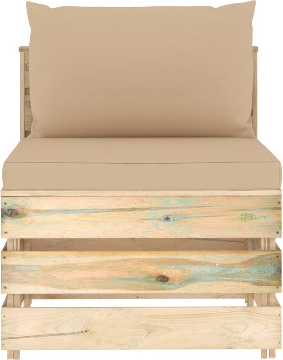 Vidaxl 6-delige Loungeset Met Kussens Geïmpregneerd Hout - Beige