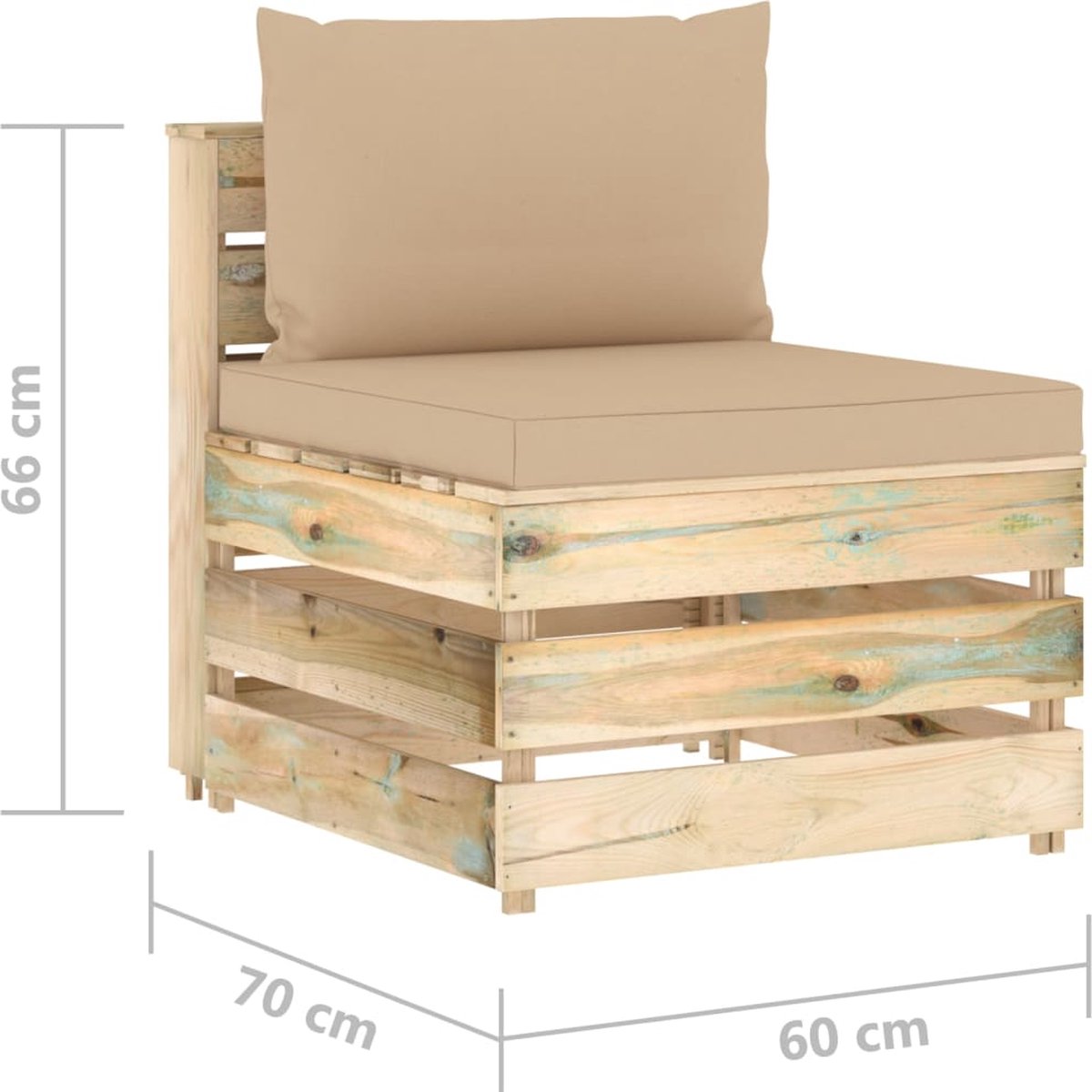 Vidaxl 6-delige Loungeset Met Kussens Geïmpregneerd Hout - Beige