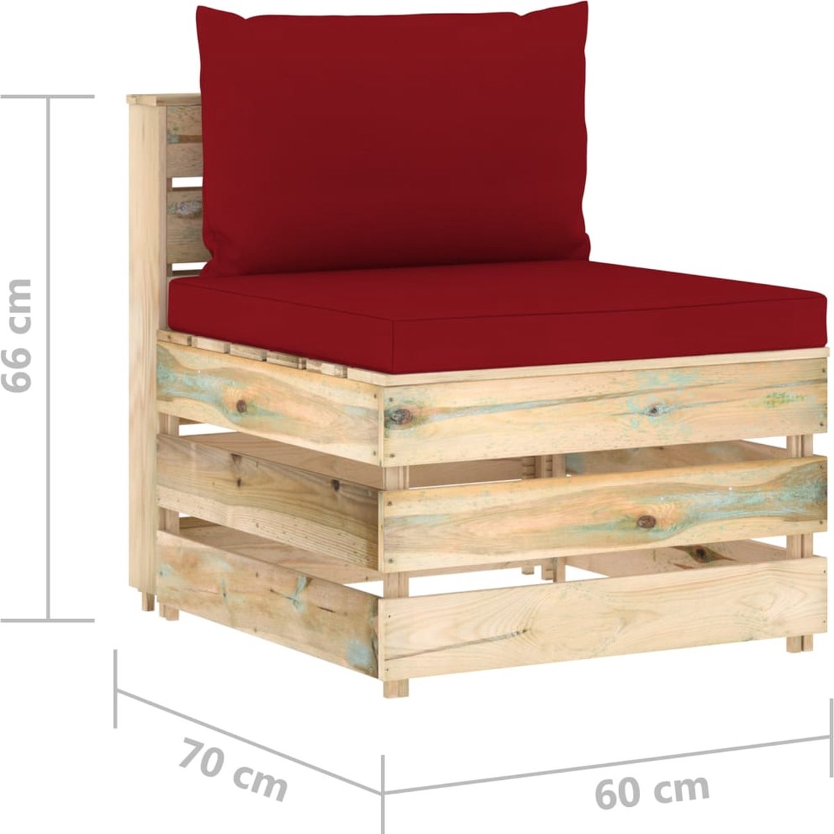 Vidaxl 6-delige Loungeset Met Kussens Geïmpregneerd Hout - Rood
