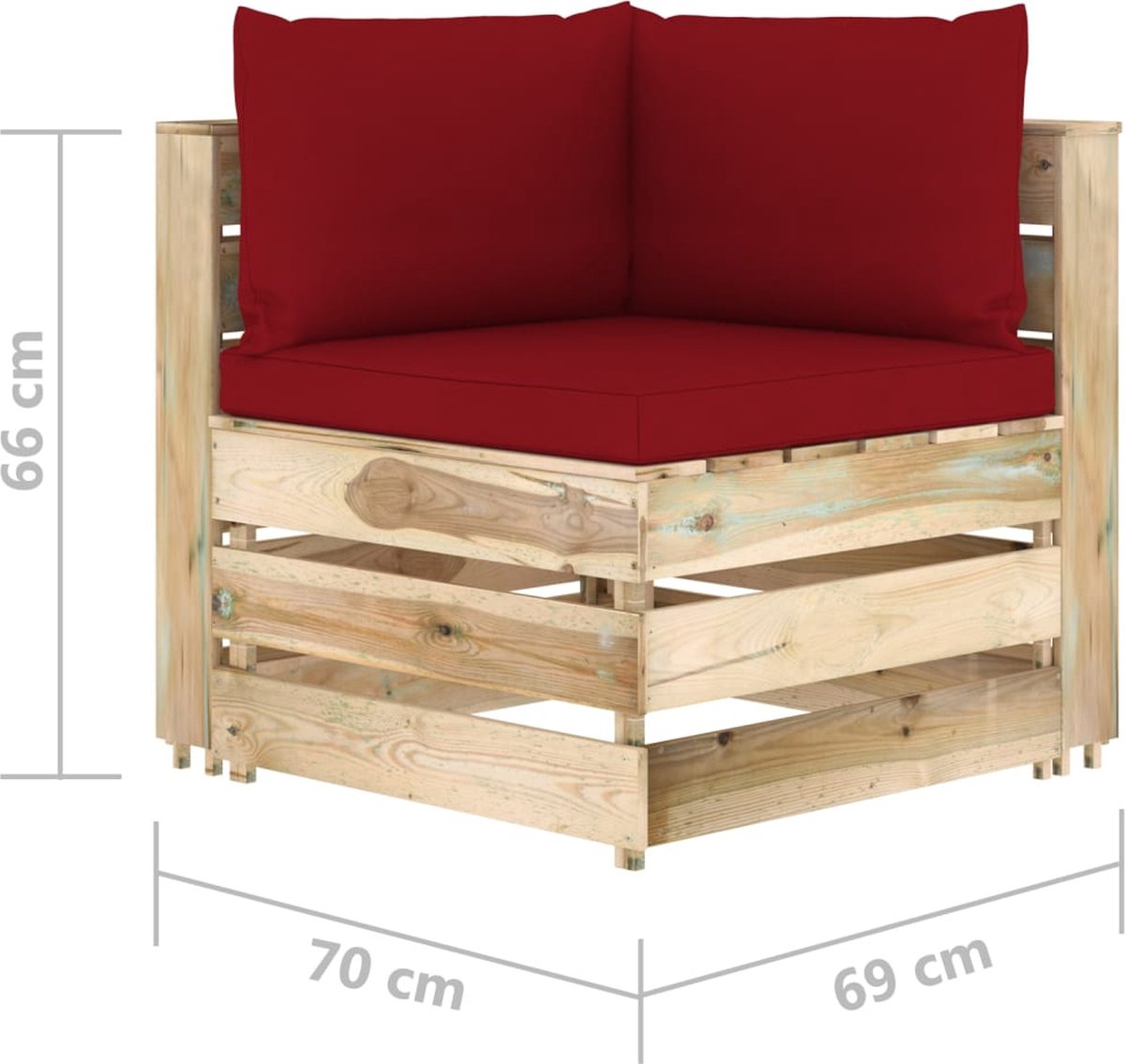 Vidaxl 6-delige Loungeset Met Kussens Geïmpregneerd Hout - Rood