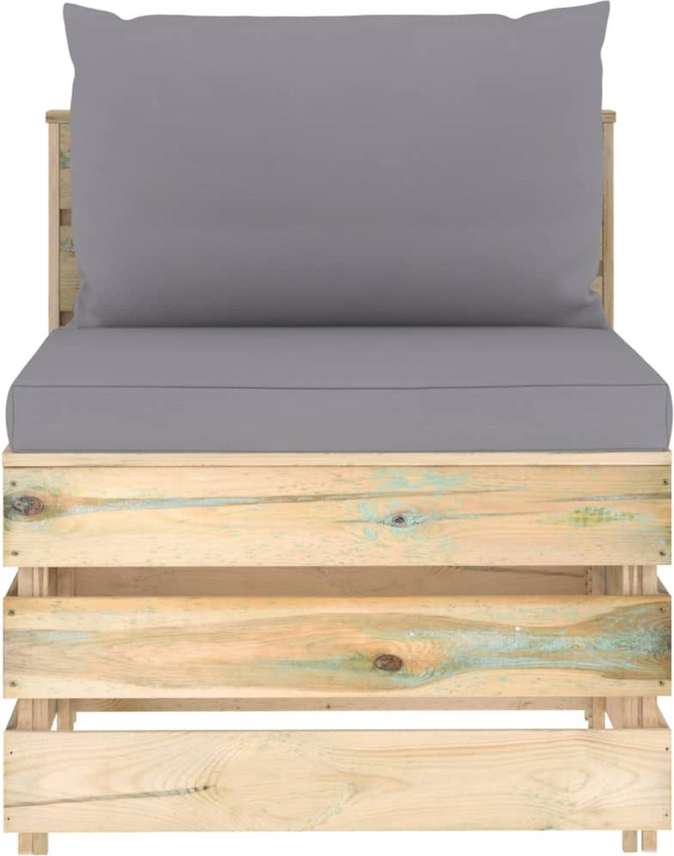 Vidaxl 7-delige Loungeset Met Kussens Geïmpregneerd Hout - Grijs